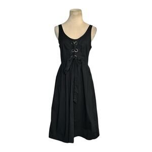 WHO WHAT WEAR Grommet Lace-Up Bodice Sleeveless Midi Dress size XS